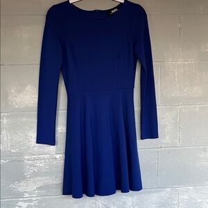 Lulus Royal Blue Fit & Flare Dress Small Long Sleeve Scuba Knit Fit and Flare